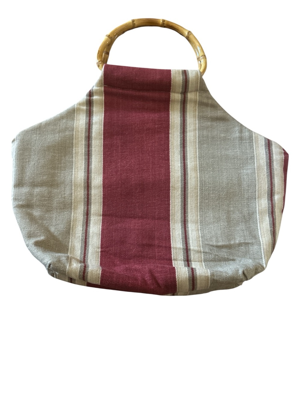 Red and Tan Handbag with Bamboo handles